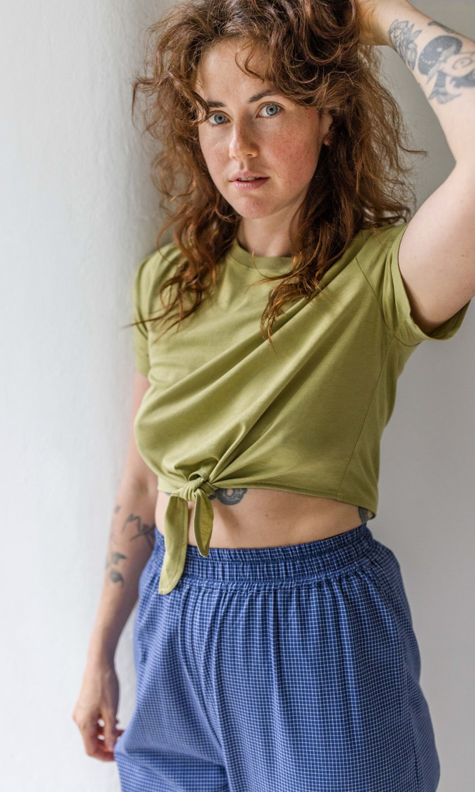 T-Shirt mit Knoten aus Bambus-Baumwollstoff - abricot coco