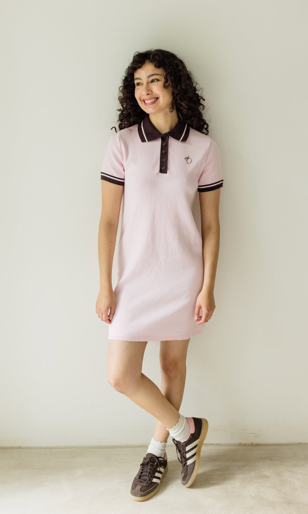 Toni Knitted T-Shirt Dress with Polo Collar