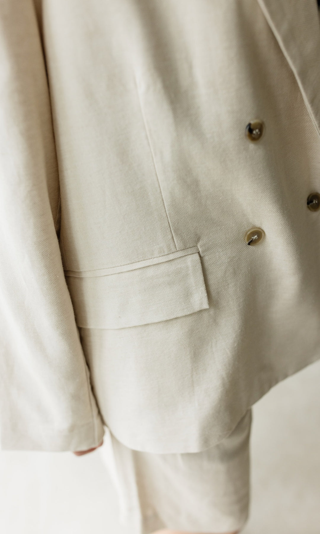 Loose Fit Blazer aus Leinen in Creme