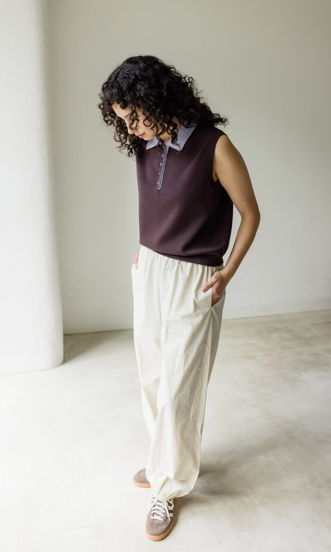 Polo Top Toni aus Strick Chocolat - abricot coco