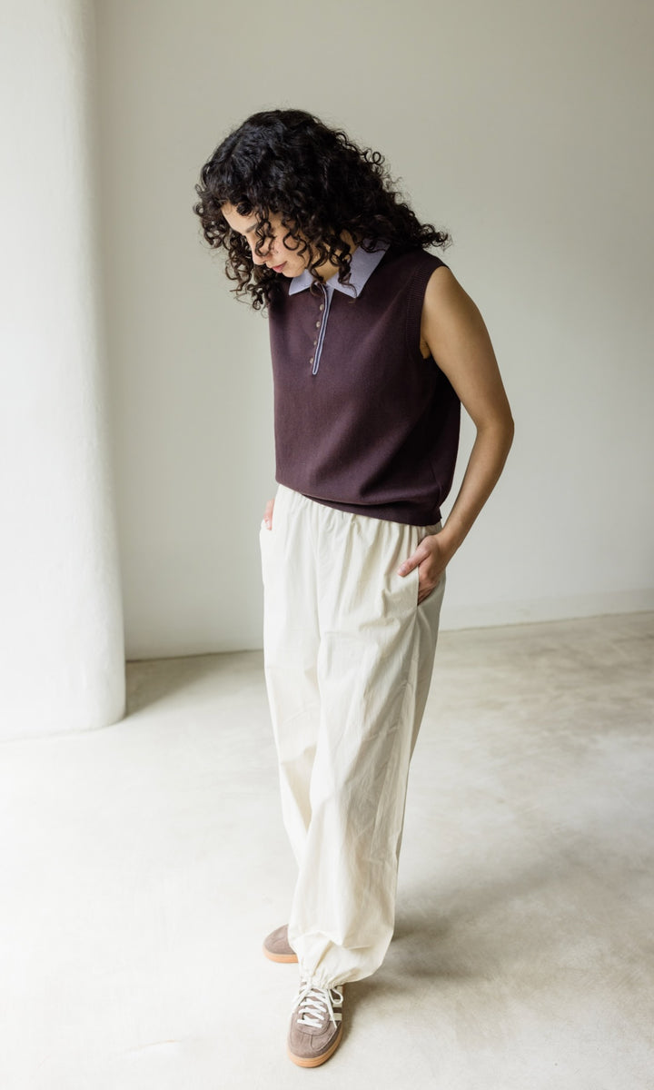 Polo Top Toni aus Strick Chocolat - abricot coco