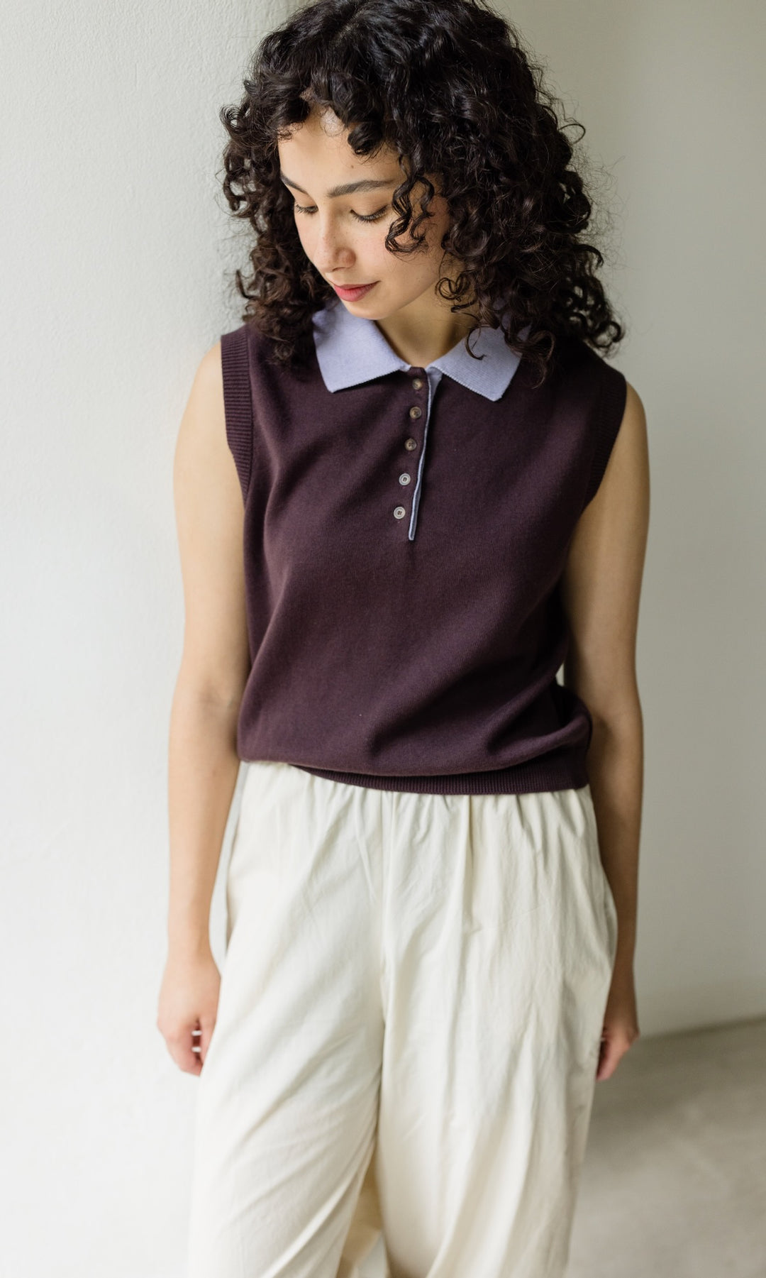 Polo Top Toni aus Strick Chocolat - abricot coco