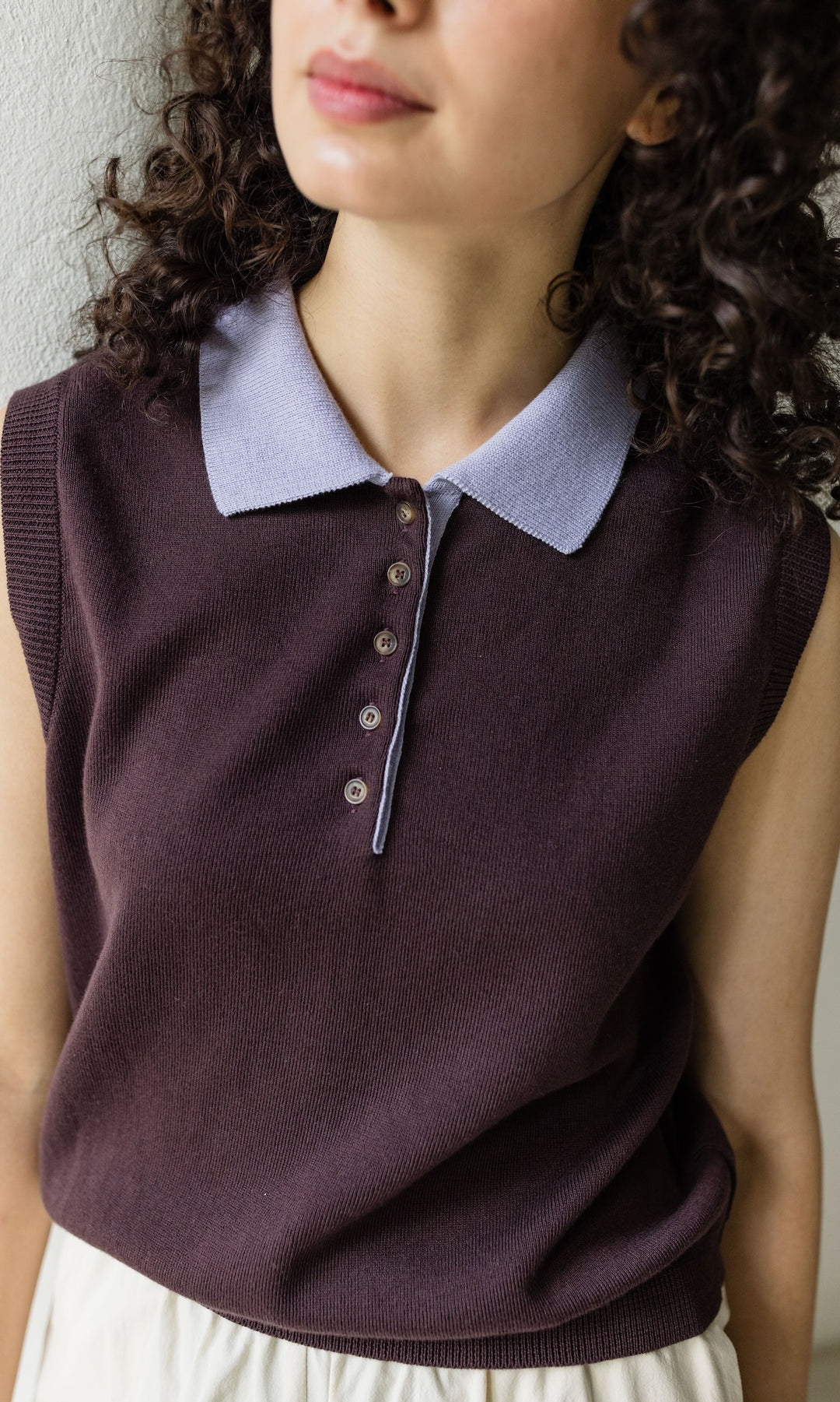Polo Top Toni aus Strick Chocolat - abricot coco