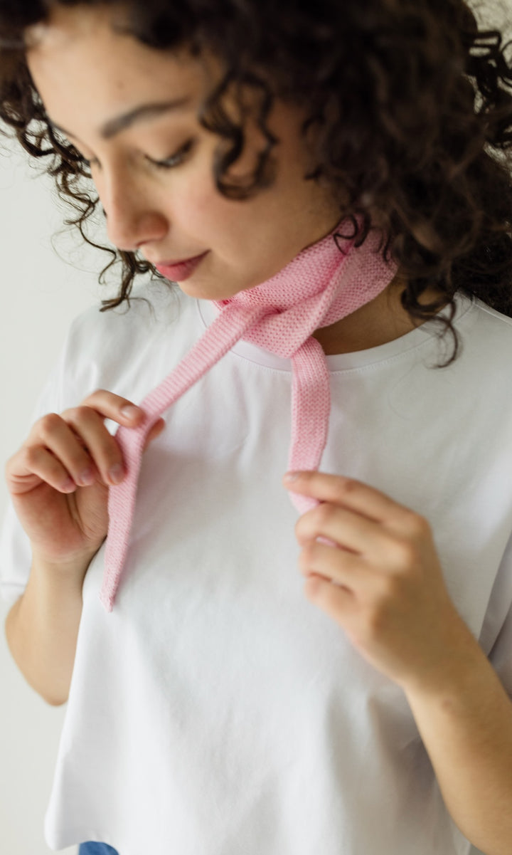 Kleiner Strickschal zum Binden Rosé - abricot coco
