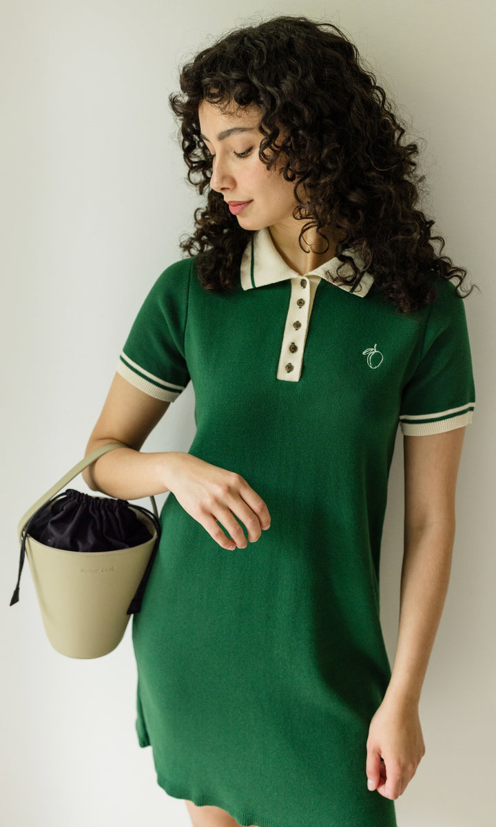 Toni Knitted T-Shirt Dress with Polo Collar