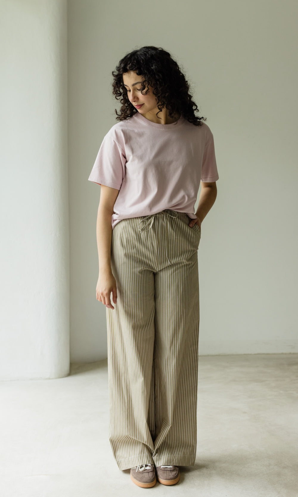 High Waist Stoffhose - abricot coco