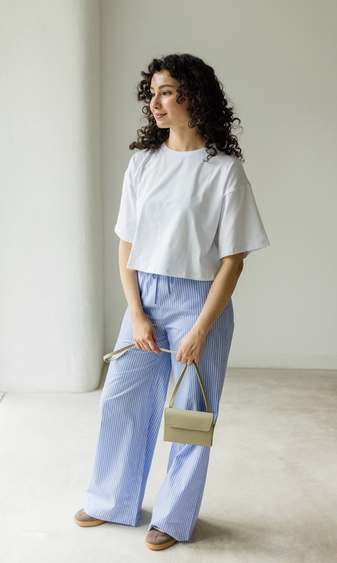 High Waist Stoffhose - abricot coco
