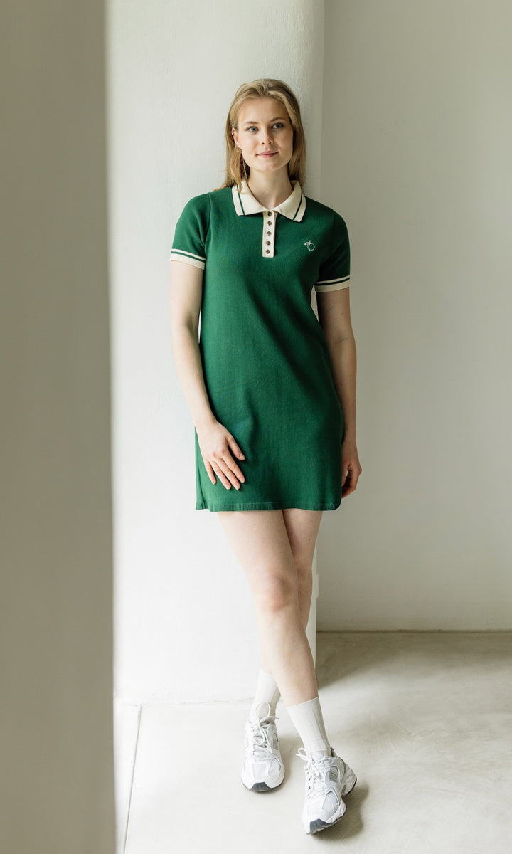 T-Shirt Kleid Toni aus Strick mit Polo Kragen - abricot coco