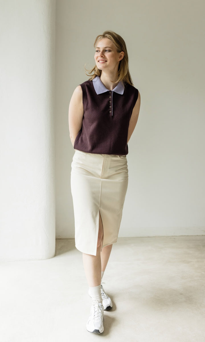 Polo Top Toni aus Strick Chocolat - abricot coco