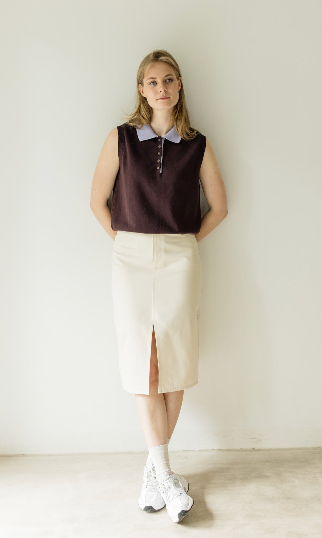 Polo Top Toni aus Strick Chocolat - abricot coco