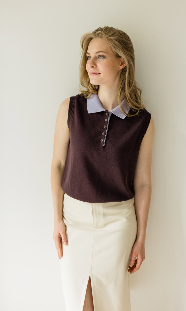 Polo Top Toni aus Strick Chocolat - abricot coco