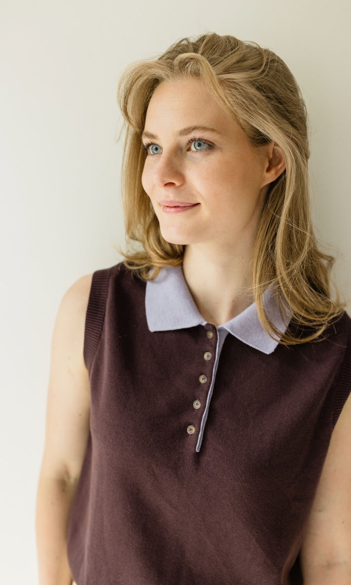 Polo Top Toni aus Strick Chocolat - abricot coco