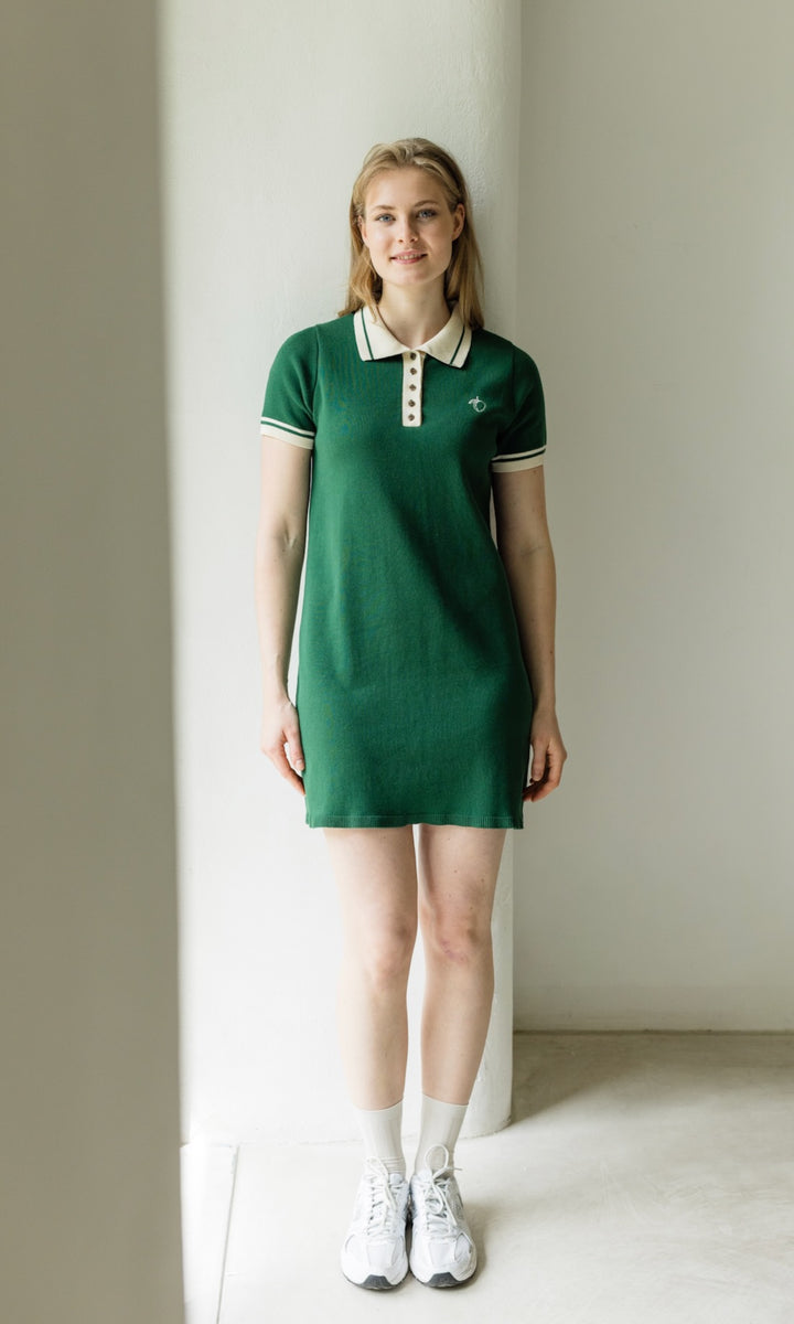 T-Shirt Kleid Toni aus Strick mit Polo Kragen - abricot coco