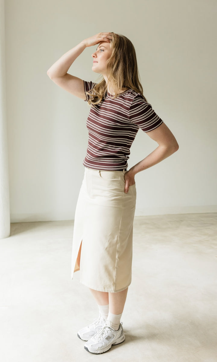 Gestreiftes Kurzarmshirt Vivian - abricot coco