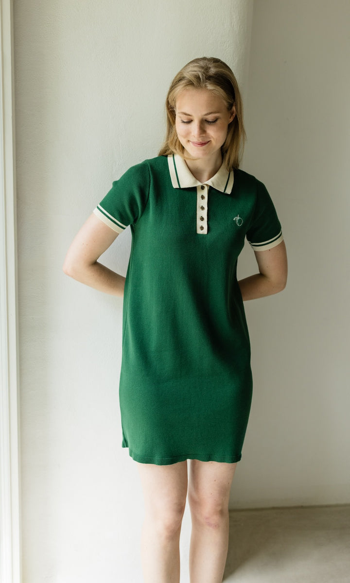 T-Shirt Kleid Toni aus Strick mit Polo Kragen - abricot coco