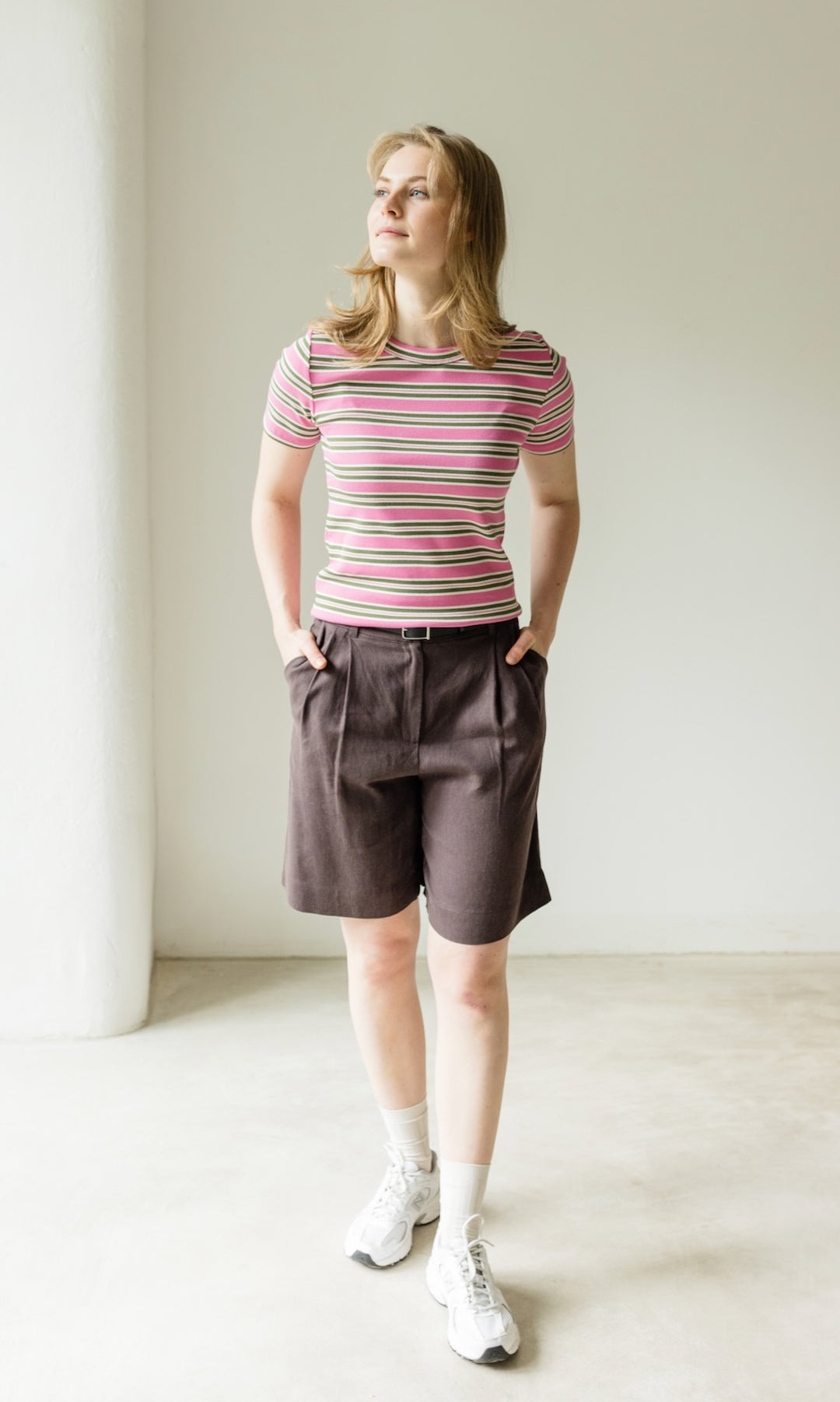 Gestreiftes Kurzarmshirt Vivian - abricot coco