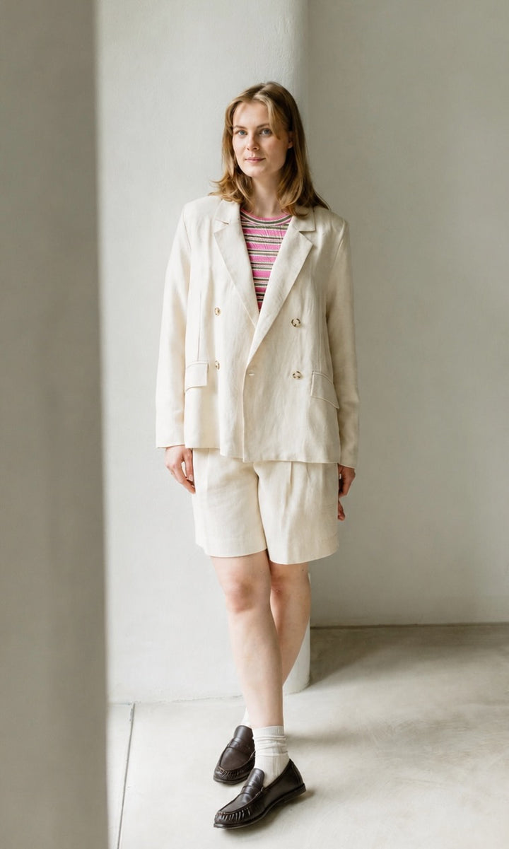Jacket aus Leinen in Creme - abricot coco