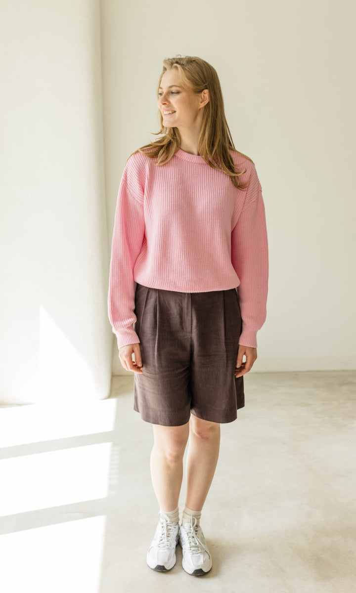 Strickpullover aus Bio-Baumwolle Rosé - abricot coco