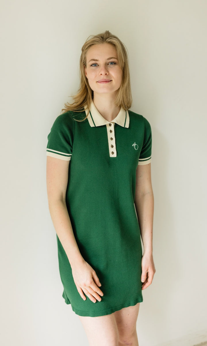 T-Shirt Kleid Toni aus Strick mit Polo Kragen - abricot coco