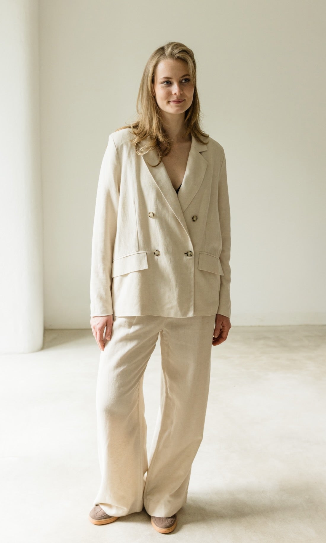 Jacket aus Leinen in Creme - abricot coco