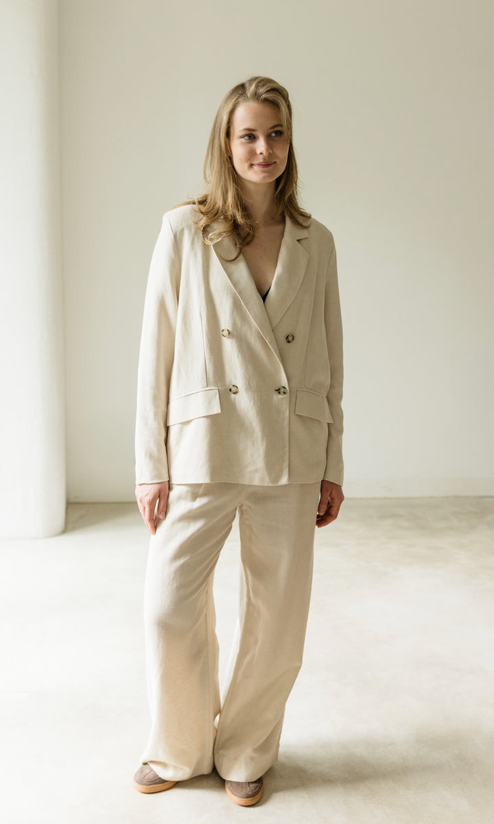 Loose Fit Blazer aus Leinen in Creme - abricot coco