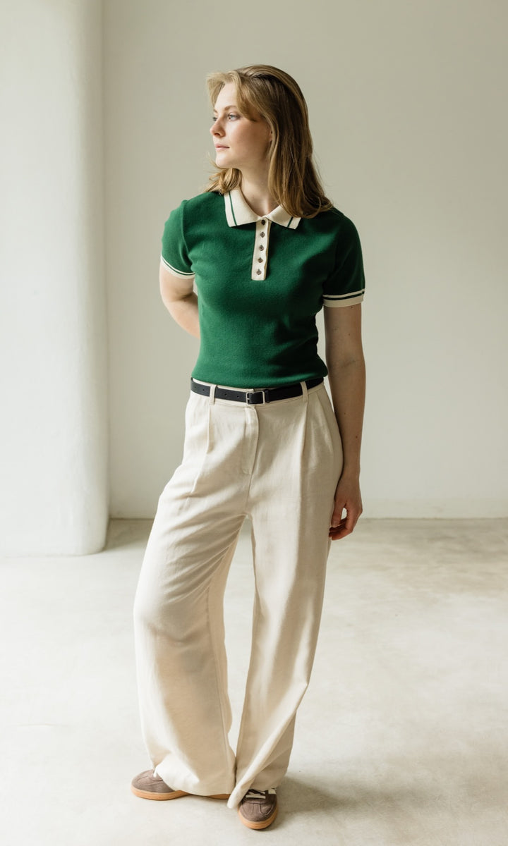 Polo T-Shirt Toni aus Strick Grün - abricot coco
