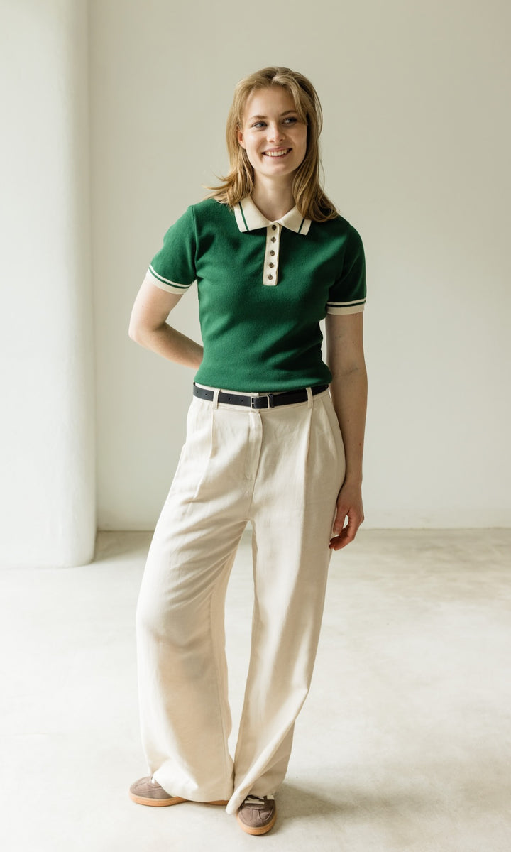 Bundfaltenhose aus Leinen in Creme - abricot coco