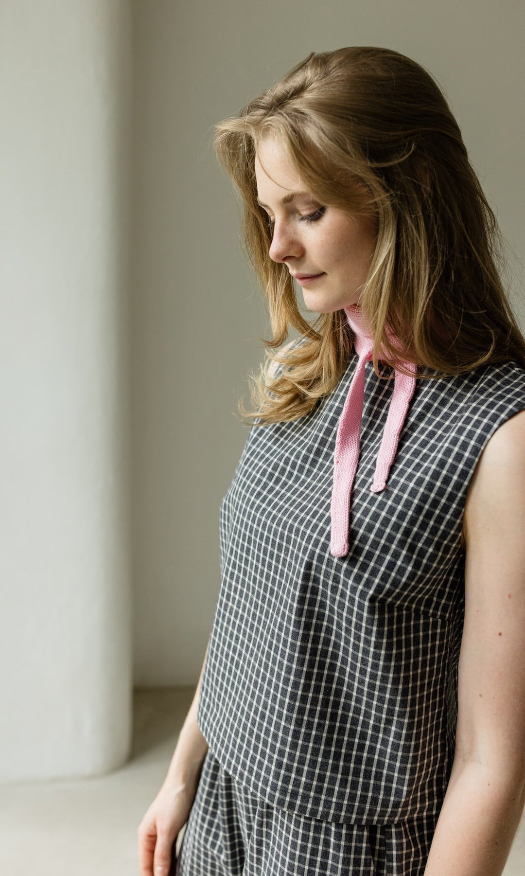 Kleiner Strickschal zum Binden Rosé - abricot coco