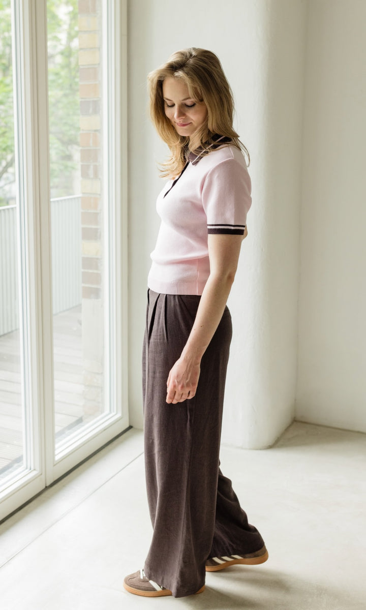 Polo T-Shirt Toni aus Strick Rosé - abricot coco