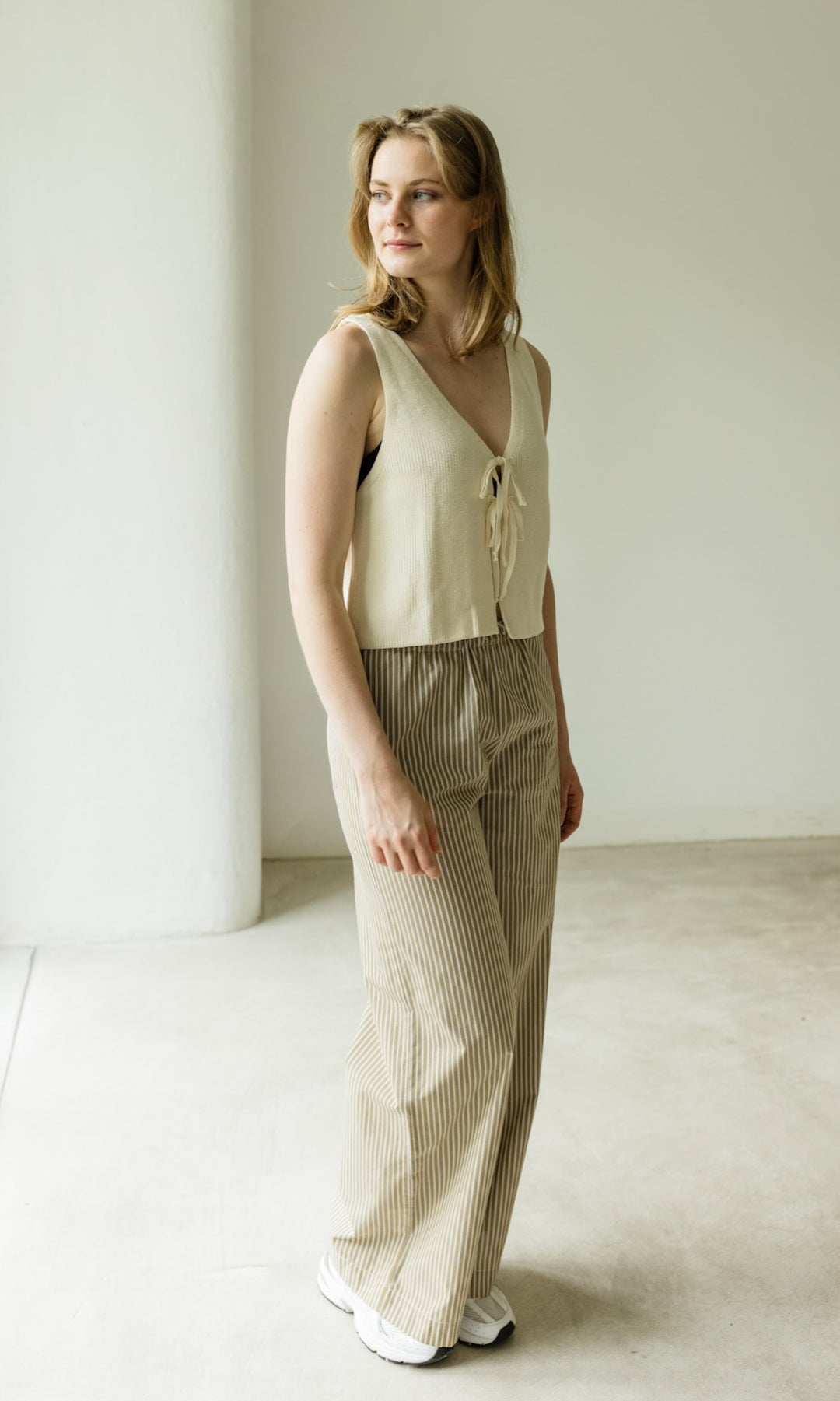 High Waist Stoffhose - abricot coco