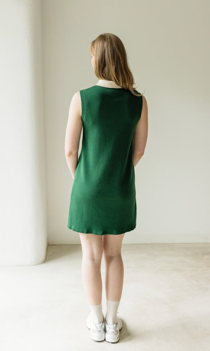 Ärmelloses Kleid Toni aus Strick mit Polo Kragen - abricot coco