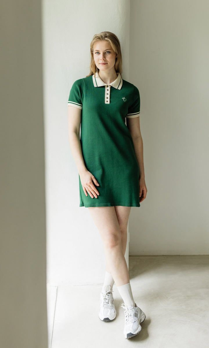 T-Shirt Kleid Toni aus Strick mit Polo Kragen - abricot coco