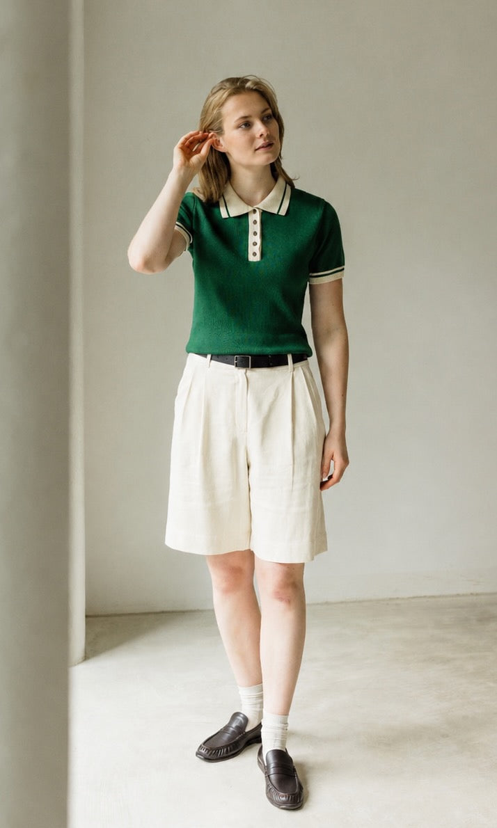 Polo T-Shirt Toni aus Strick Grün - abricot coco