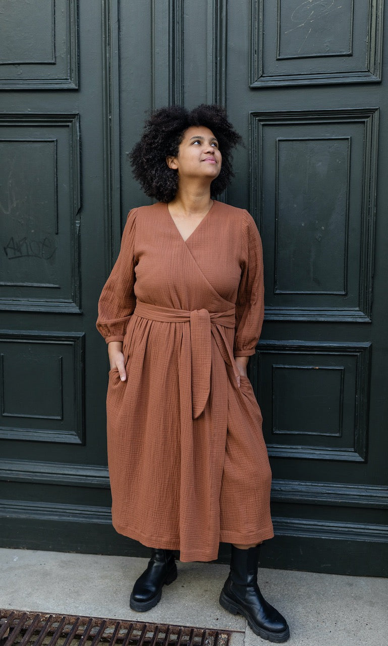 Musselin Wickelkleid - abricot coco