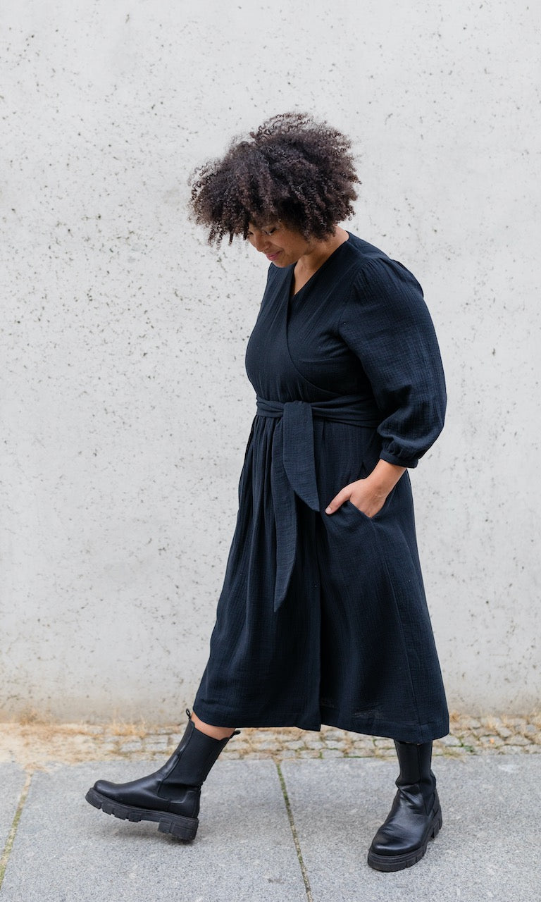 Musselin Wickelkleid - abricot coco