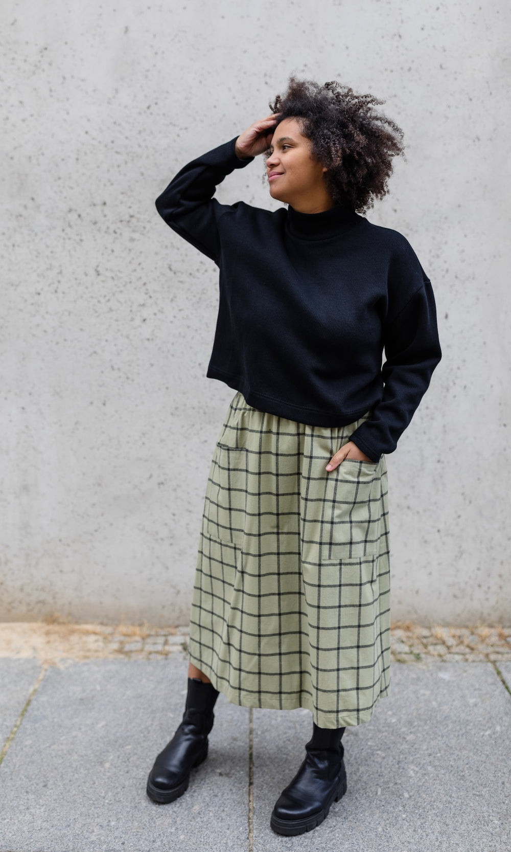 Karo Rock mit aufgesetzten Taschen - abricot coco