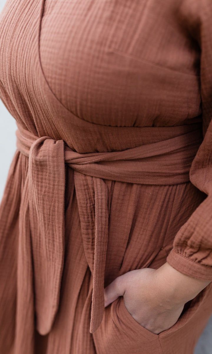 Musselin Wickelkleid - abricot coco