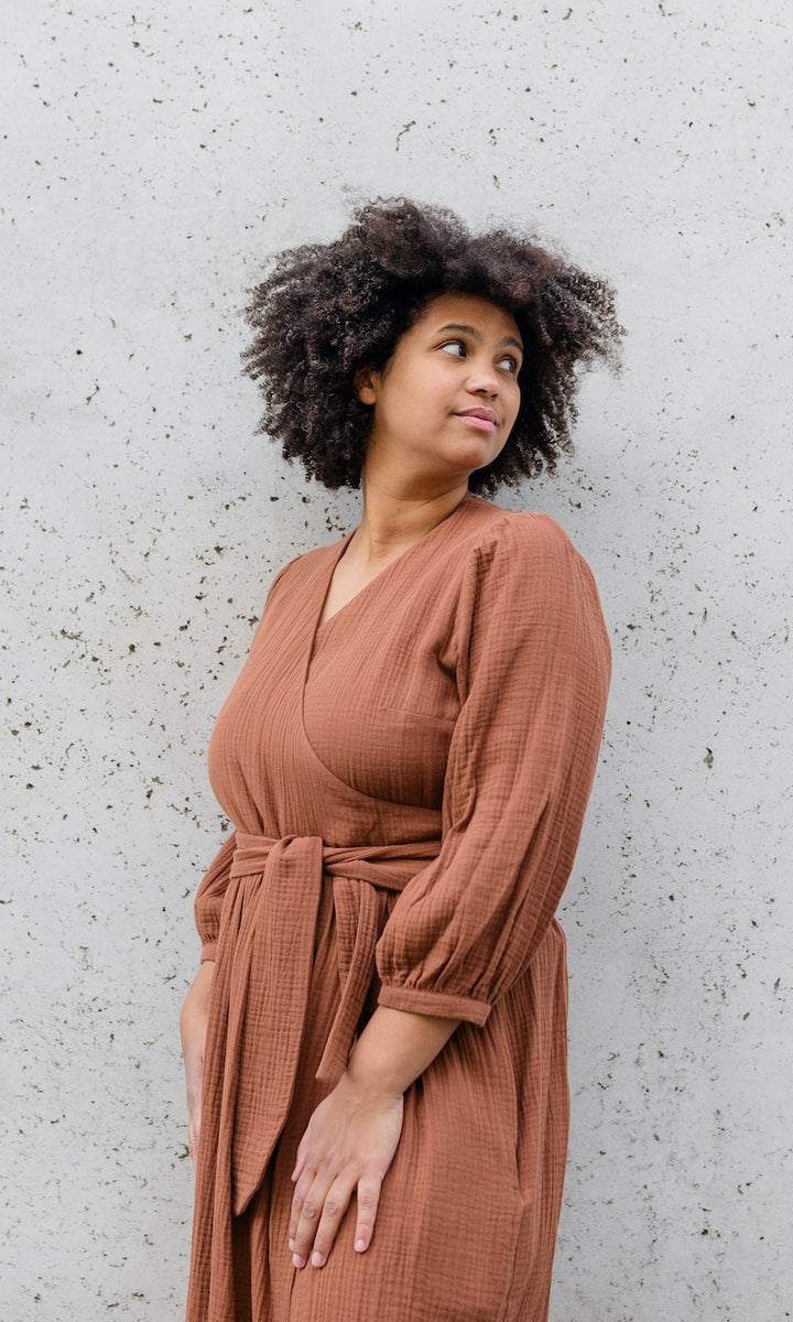 Musselin Wickelkleid - abricot coco