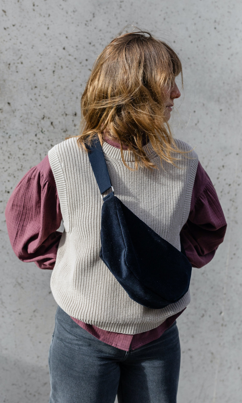 Crossbody Bag aus Cord - abricot coco