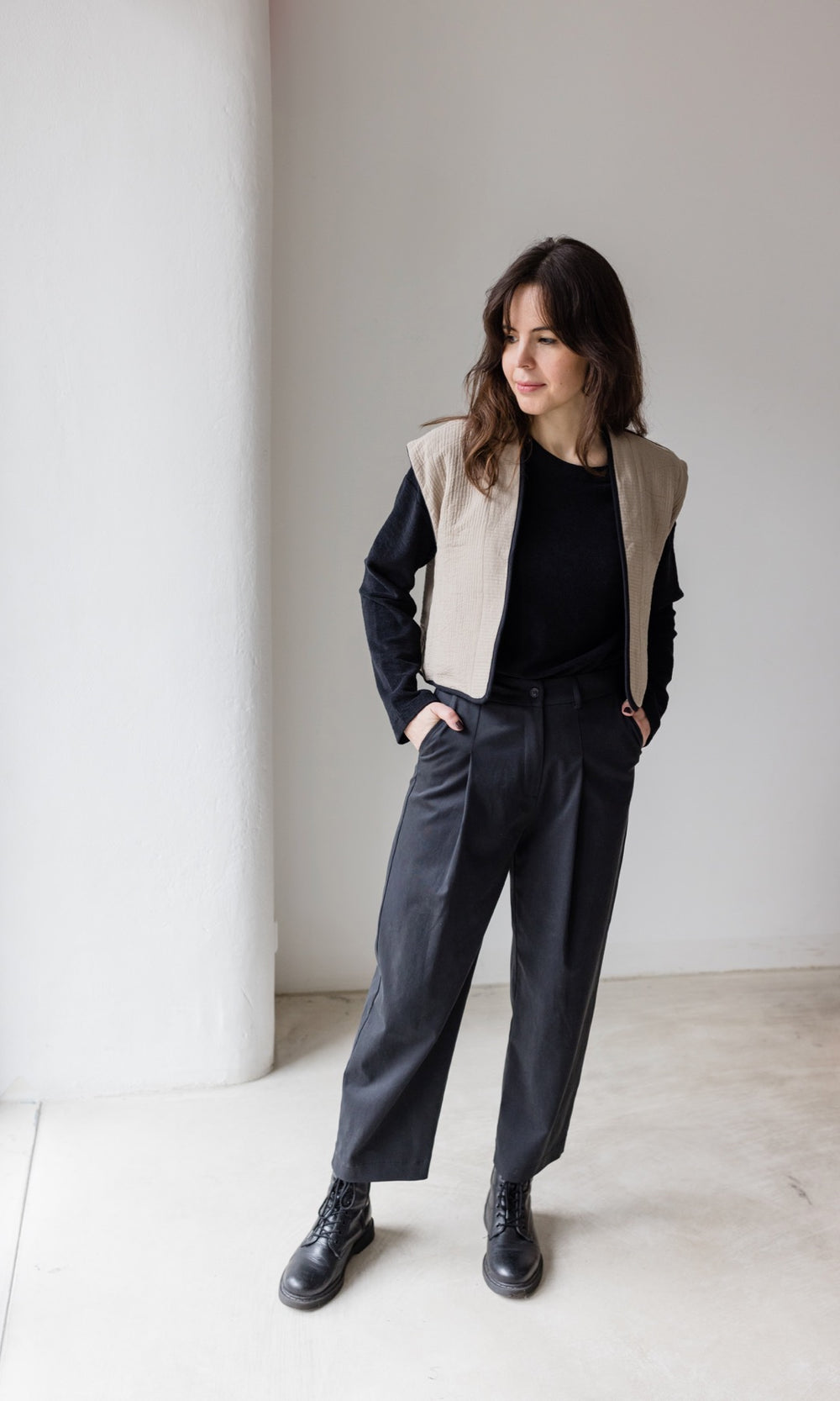 Bundfaltenhose - abricot coco