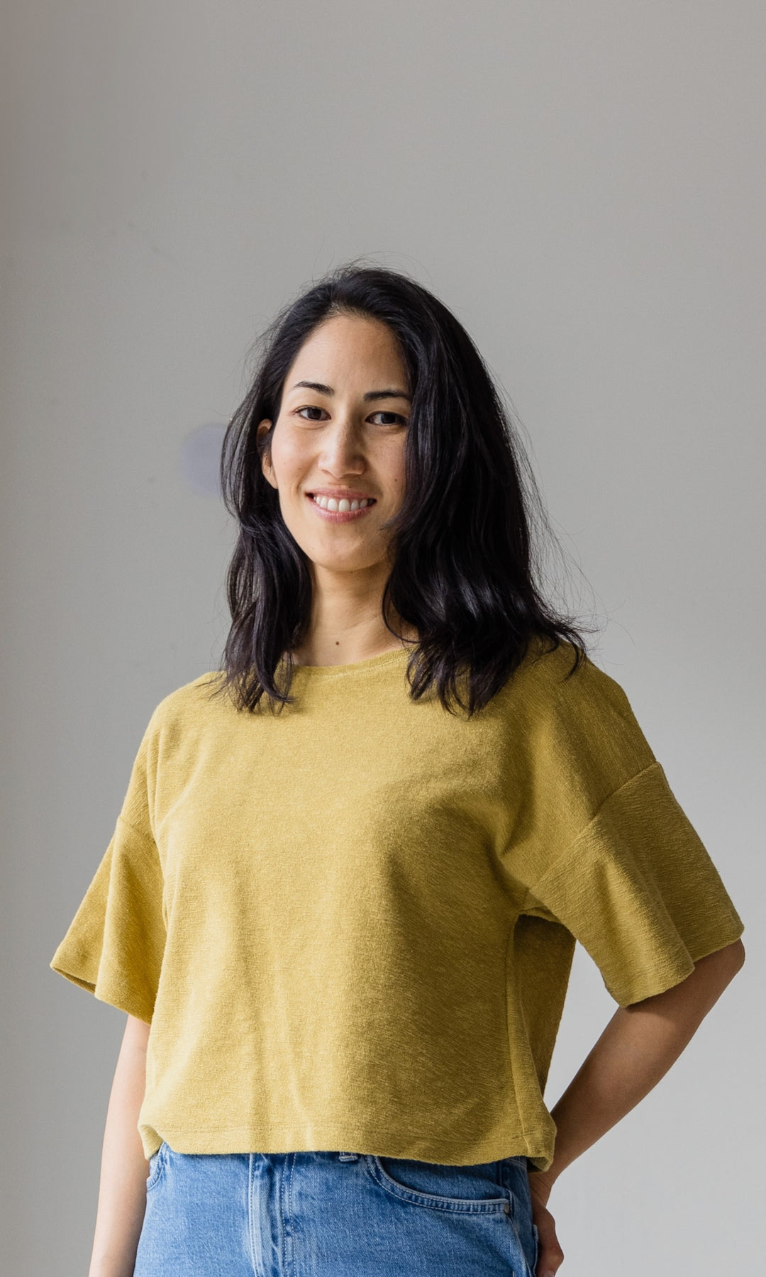 Frottee Cropped T-Shirt