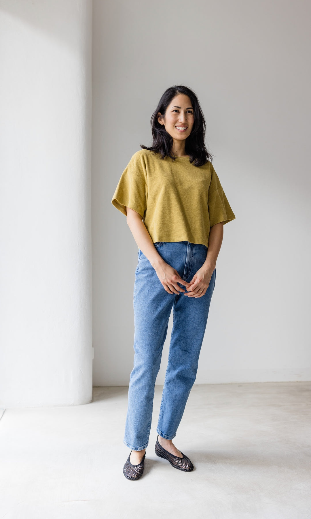 Frottee Cropped T-Shirt