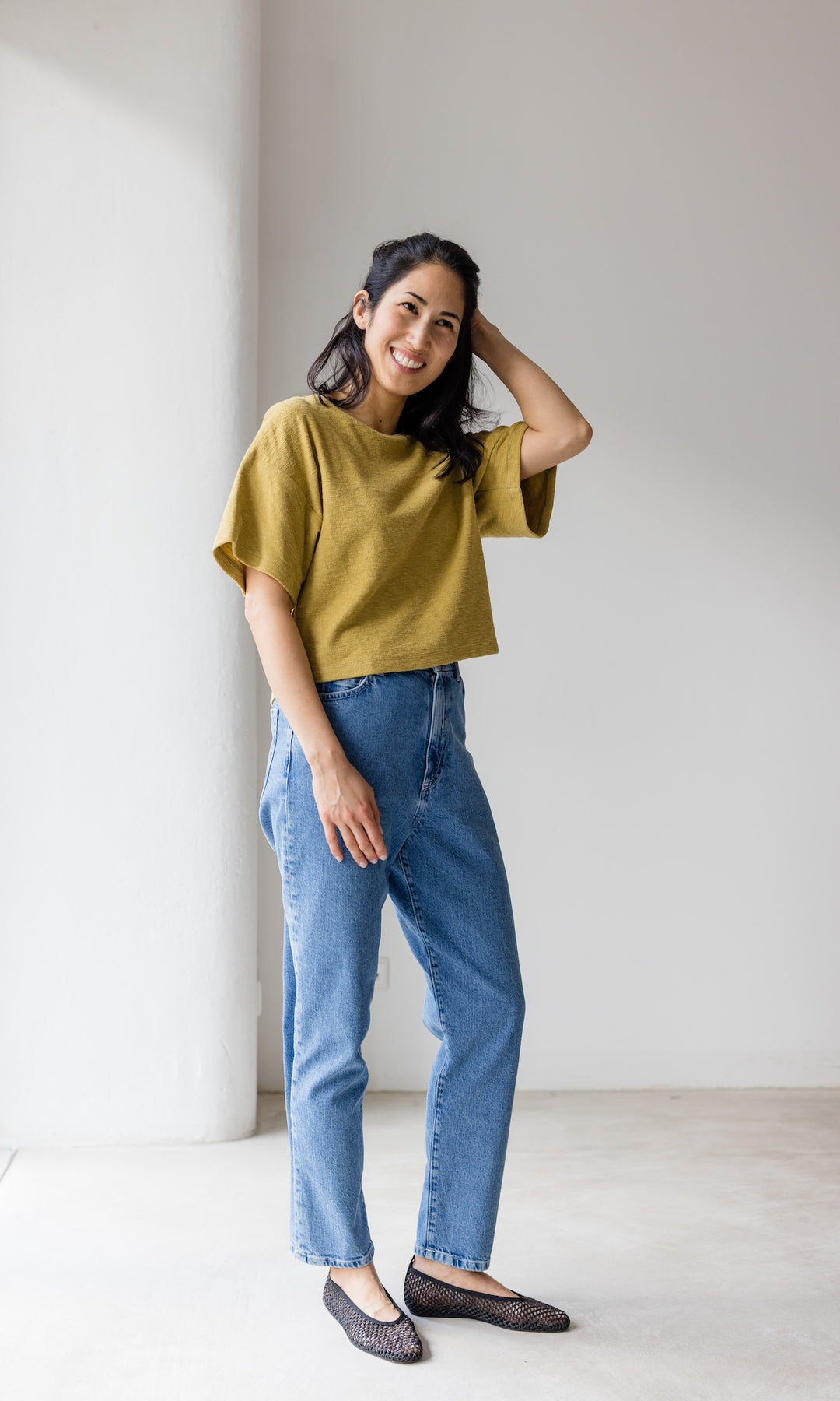 Frottee Cropped T-Shirt