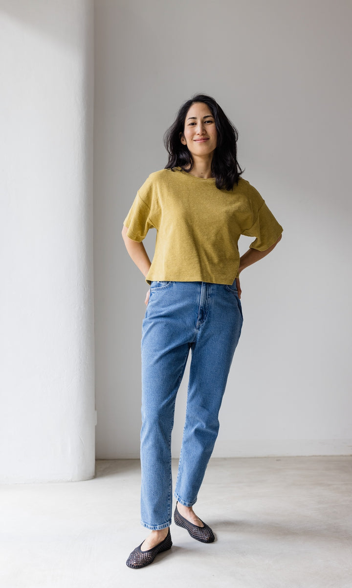 Frottee Cropped T-Shirt