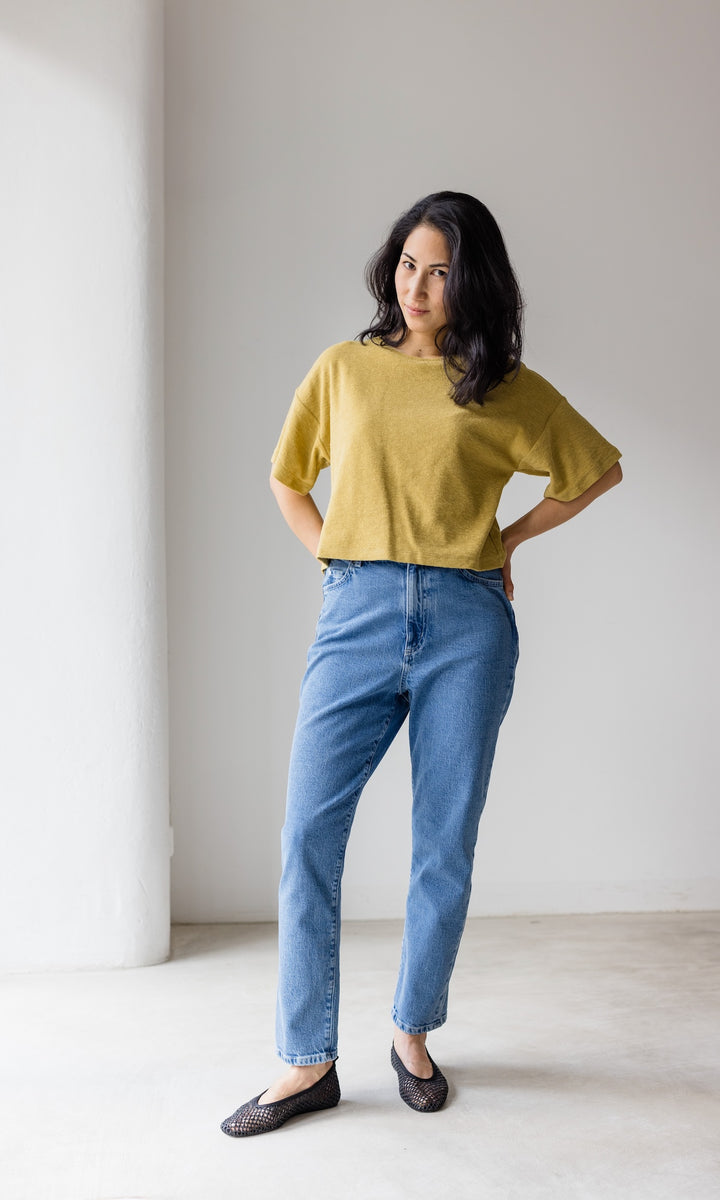 Frottee Cropped T-Shirt