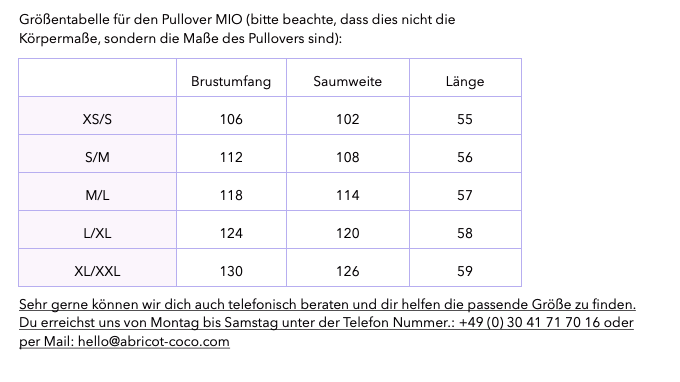 Gerippter Pulli mit Zipper Reissverschluss in braun Groessentabelle