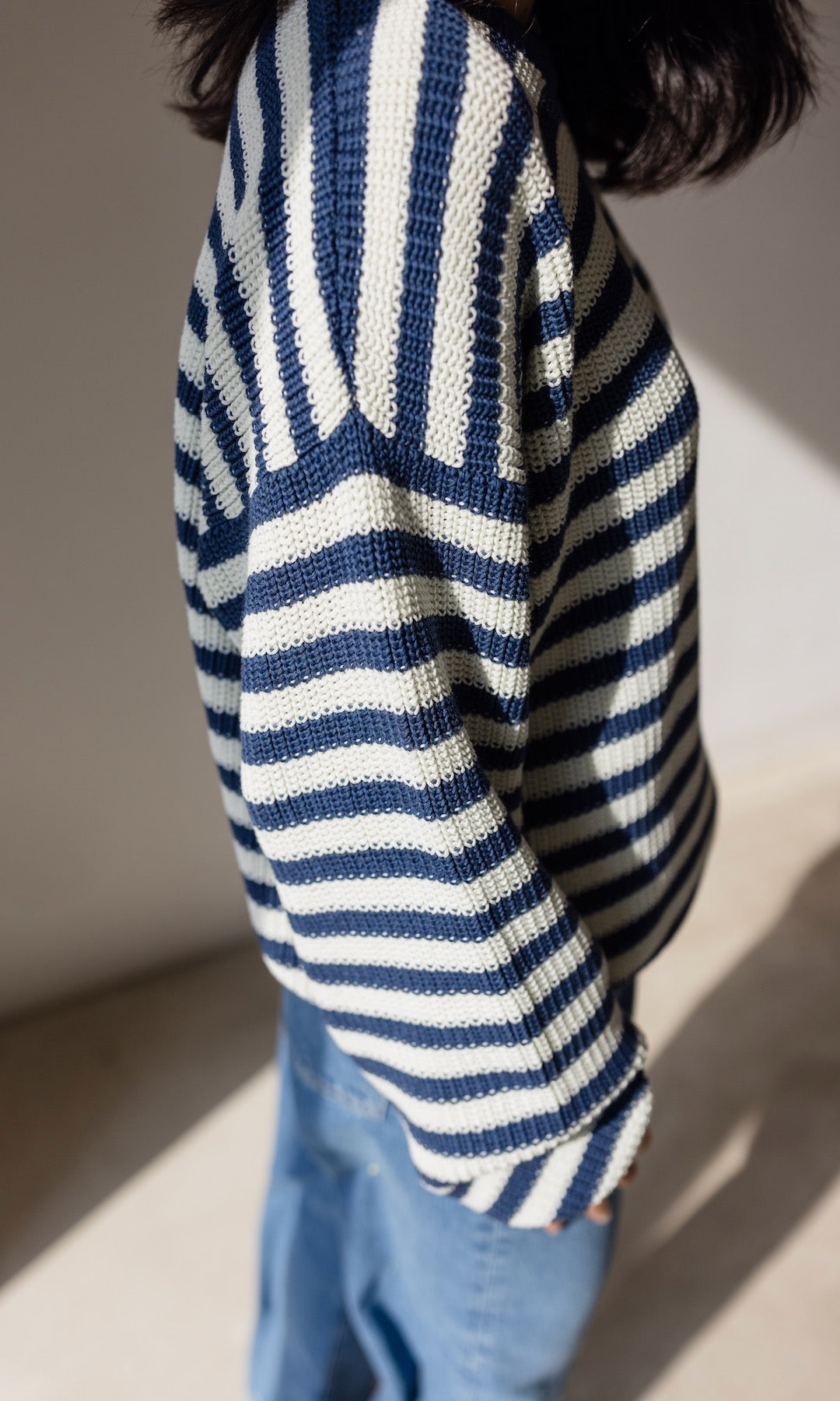 Gestreifter Strickpullover aus Baumwolle