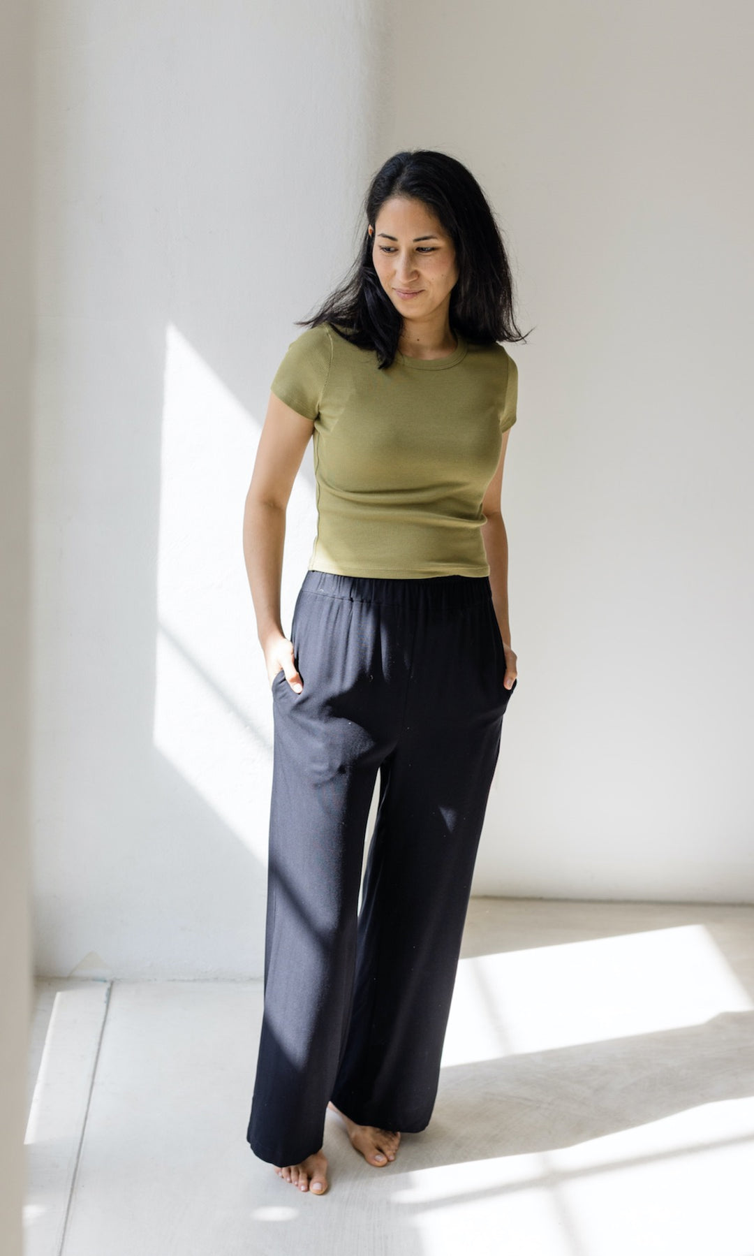 High Waist Culotte aus Viskose - abricot coco