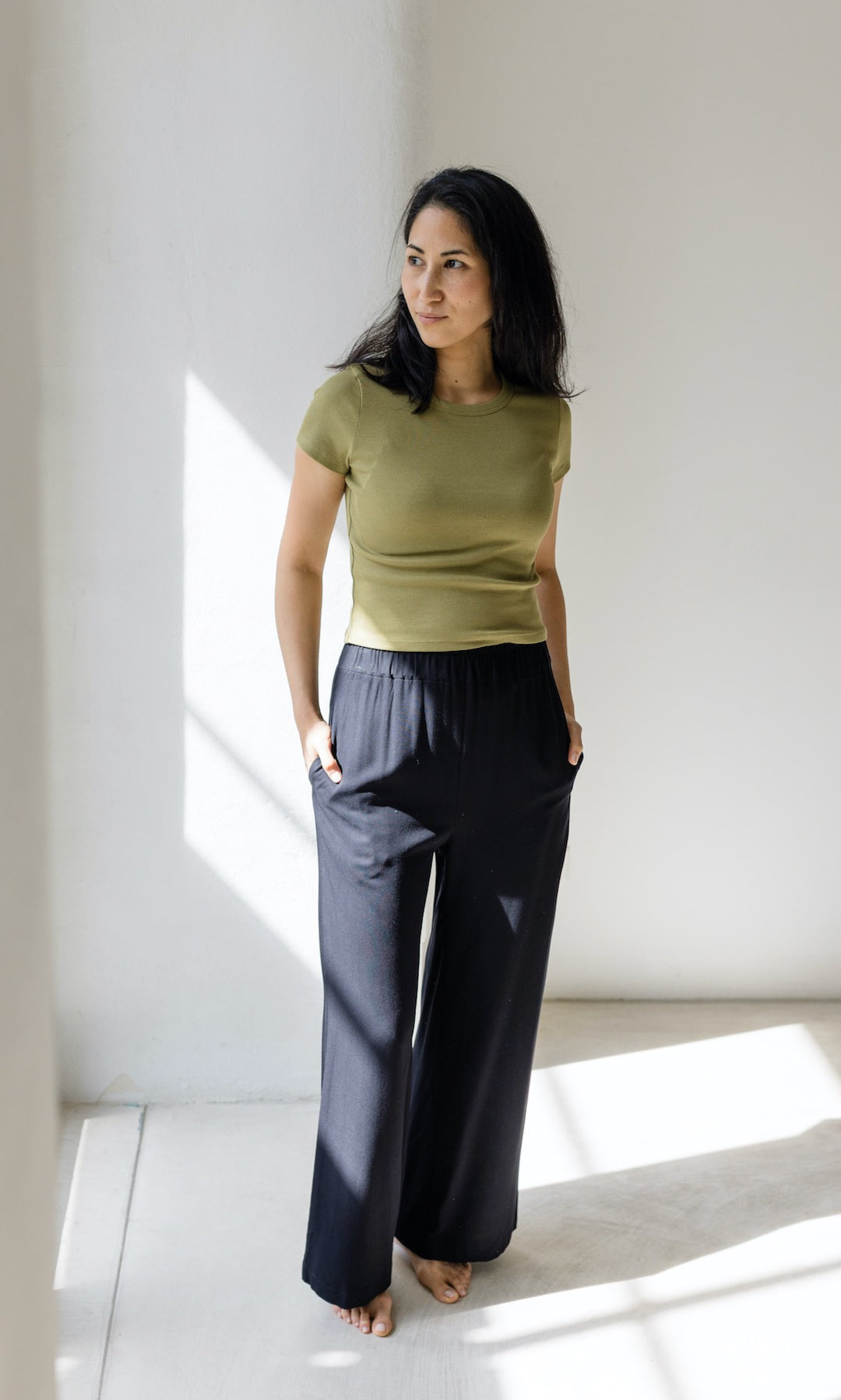 High Waist Culotte aus Viskose - abricot coco