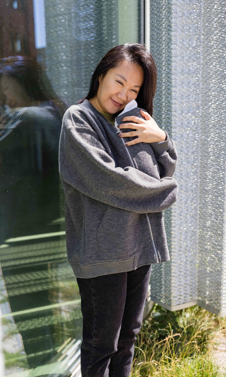 Walkjacke x ENGEL mit Babytrageeinsatz (Schurwolle)